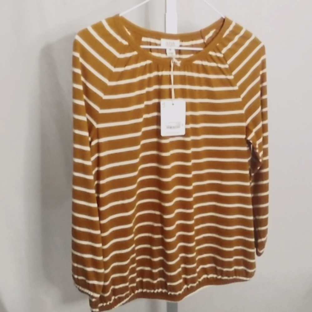 Striped knit 3/4 Sleeve top a.n.a